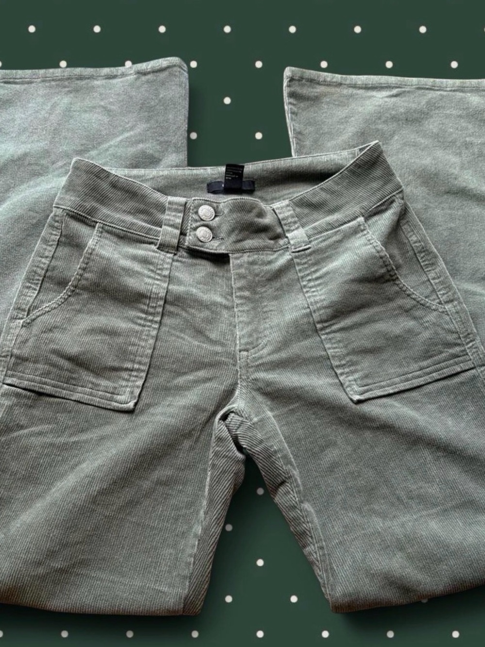 Forever 21 Sage Green Corduroy High-Waist Pants